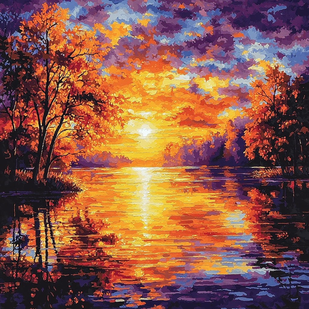 Claude Monet Inspired Enchanting Sunset Number Painting