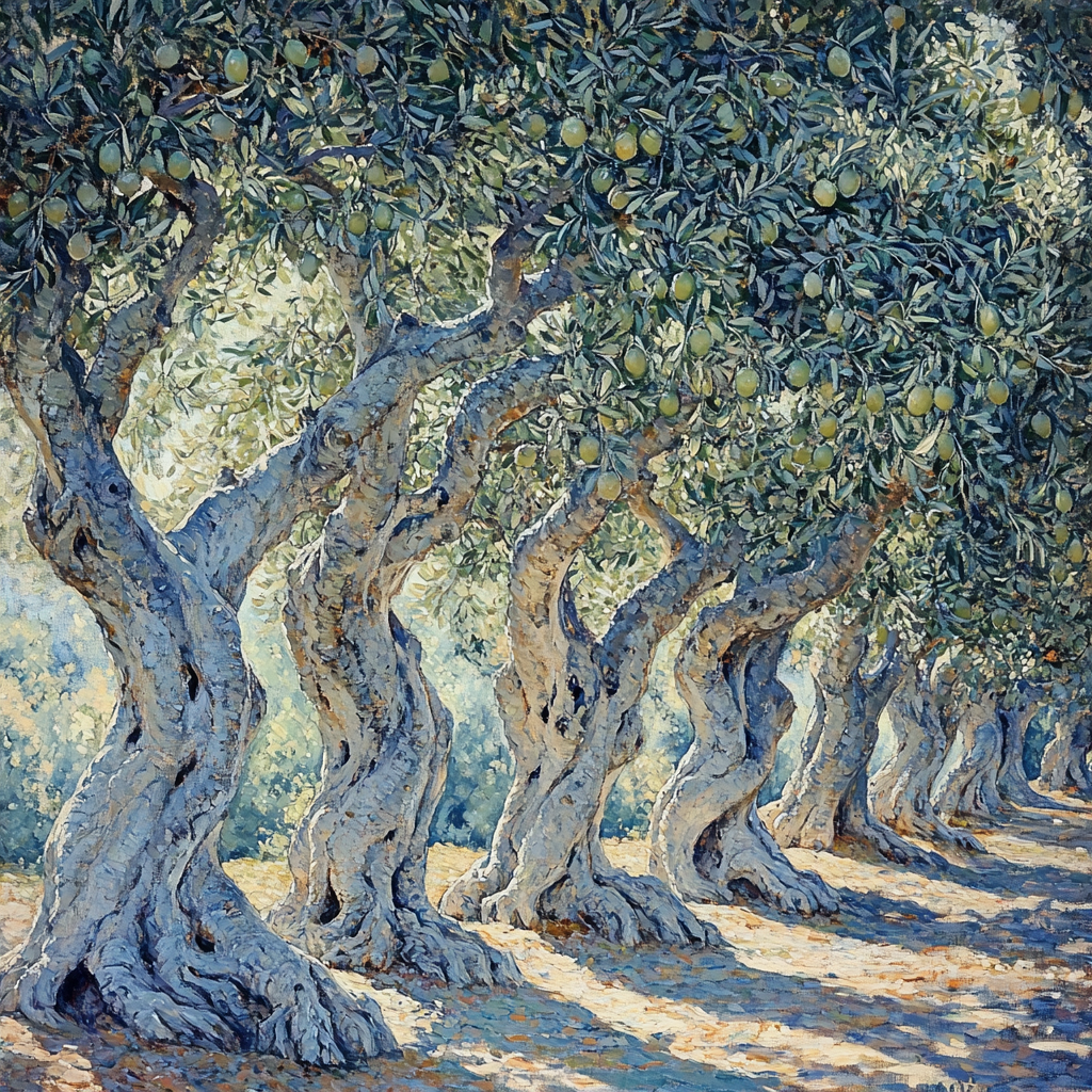 Michelangelo Inspired Moonlit Olive Grove Paint by numbers art