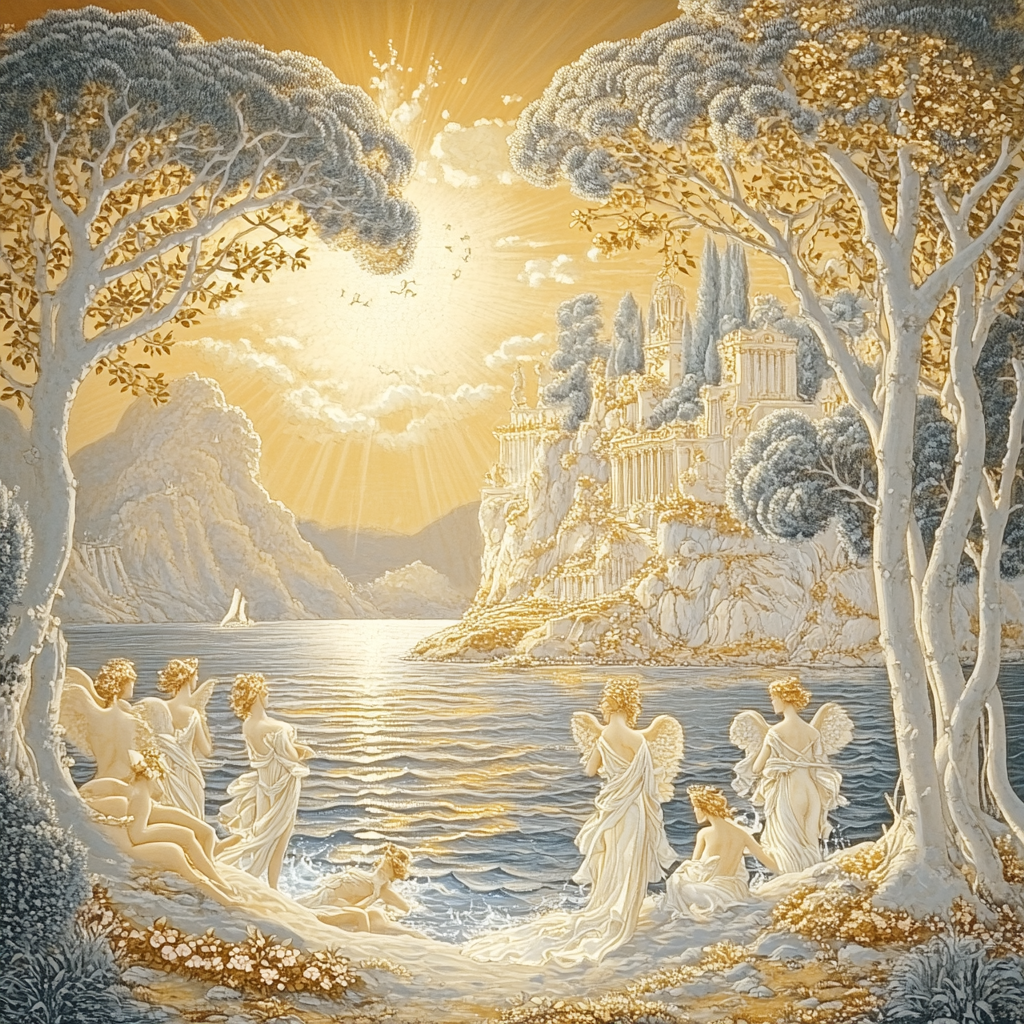 Botticelli Inspired Mythic Coast paint by numbers