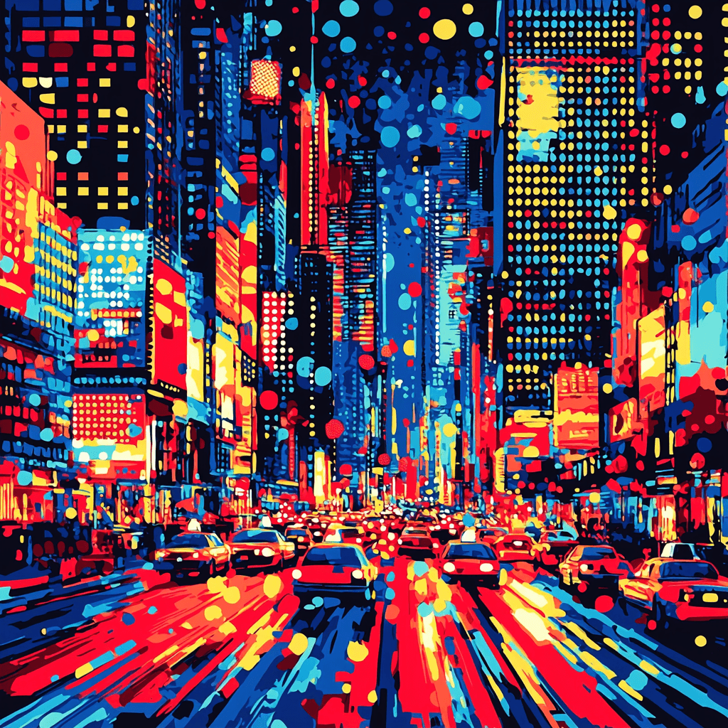 Roy Lichtenstein Inspired Modern City Illumination DIY Paint By Numbers