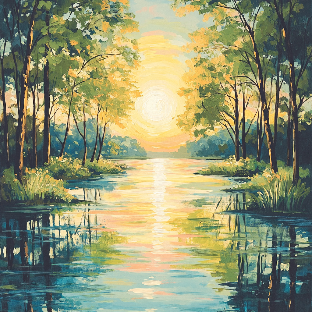 Monet Inspired Serene Lake Reflection Painting by numbers kit