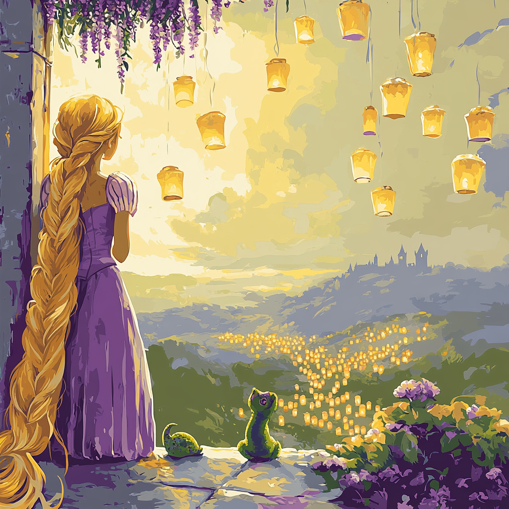 Rapunzel Tower Garden Lanterns Paint by numbers kits