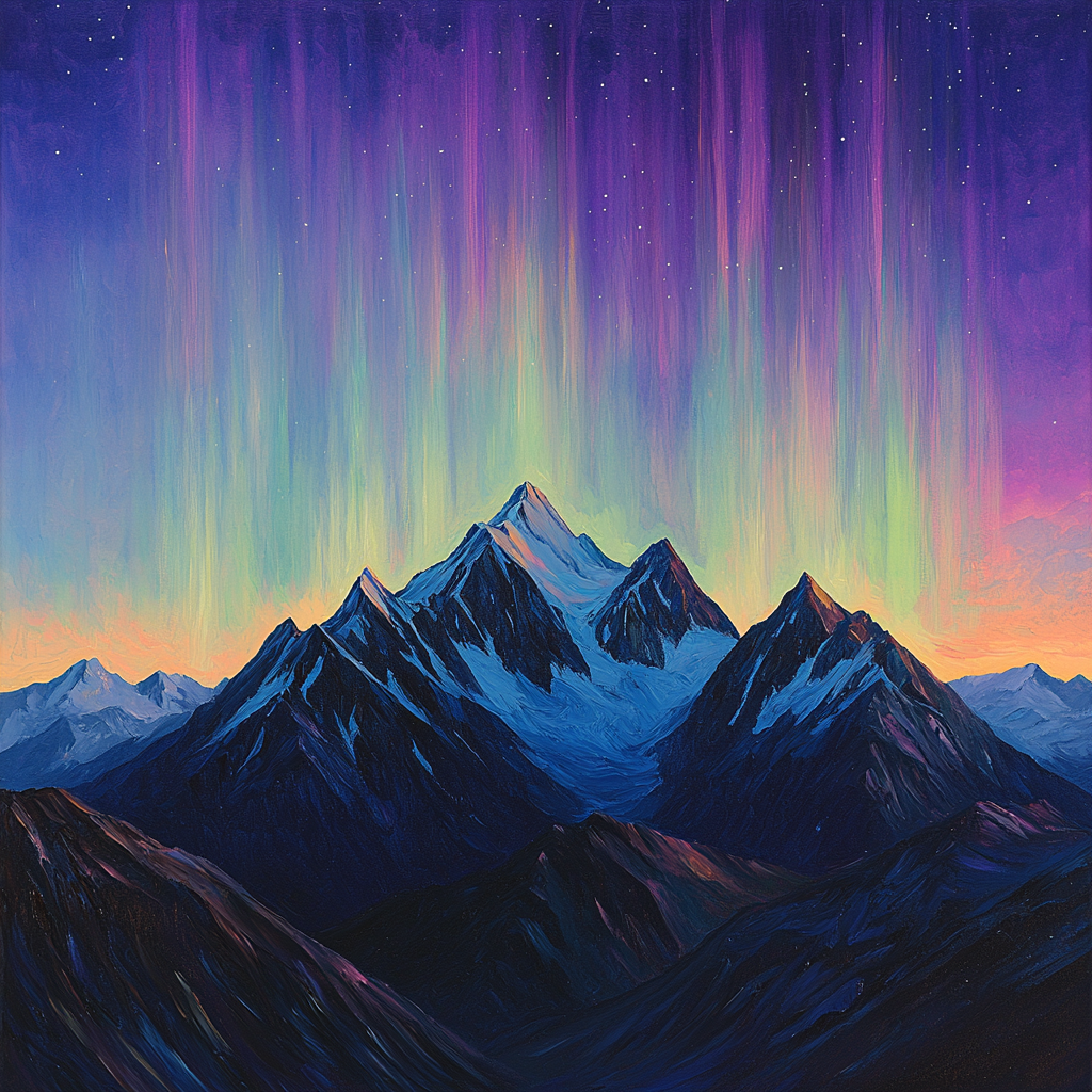 Lawren Harris Inspired Aurora Over Simplified Peaks Paint by numbers art