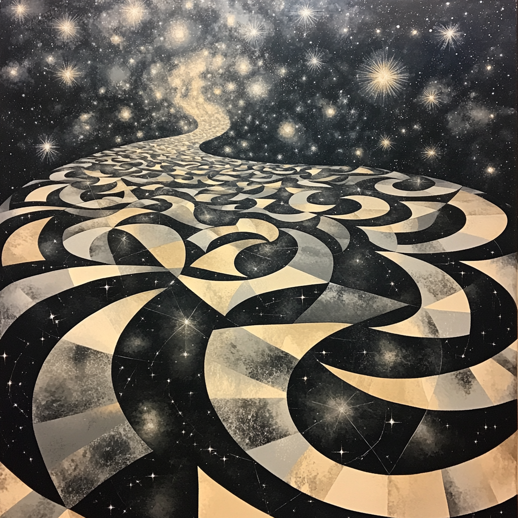 M.C. Escher Inspired Celestial Tessellation Field painting number kit