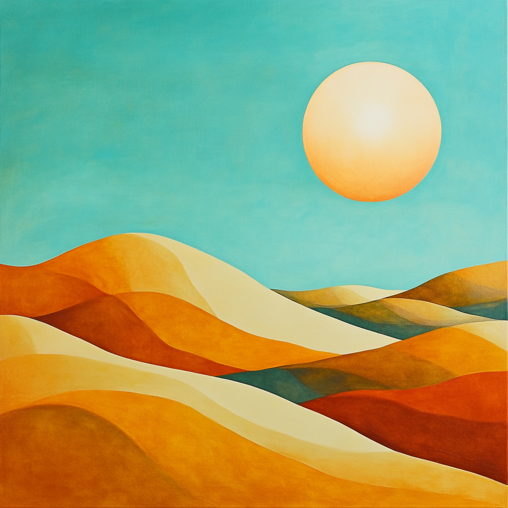 Georgia OKeeffe Inspired Rolling Hills Under Radiant Sun painting number kit
