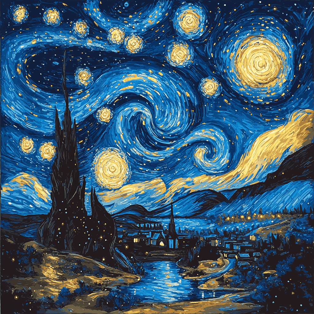 Vincent Van Gogh Inspired Galactic Vortex Paint By Color