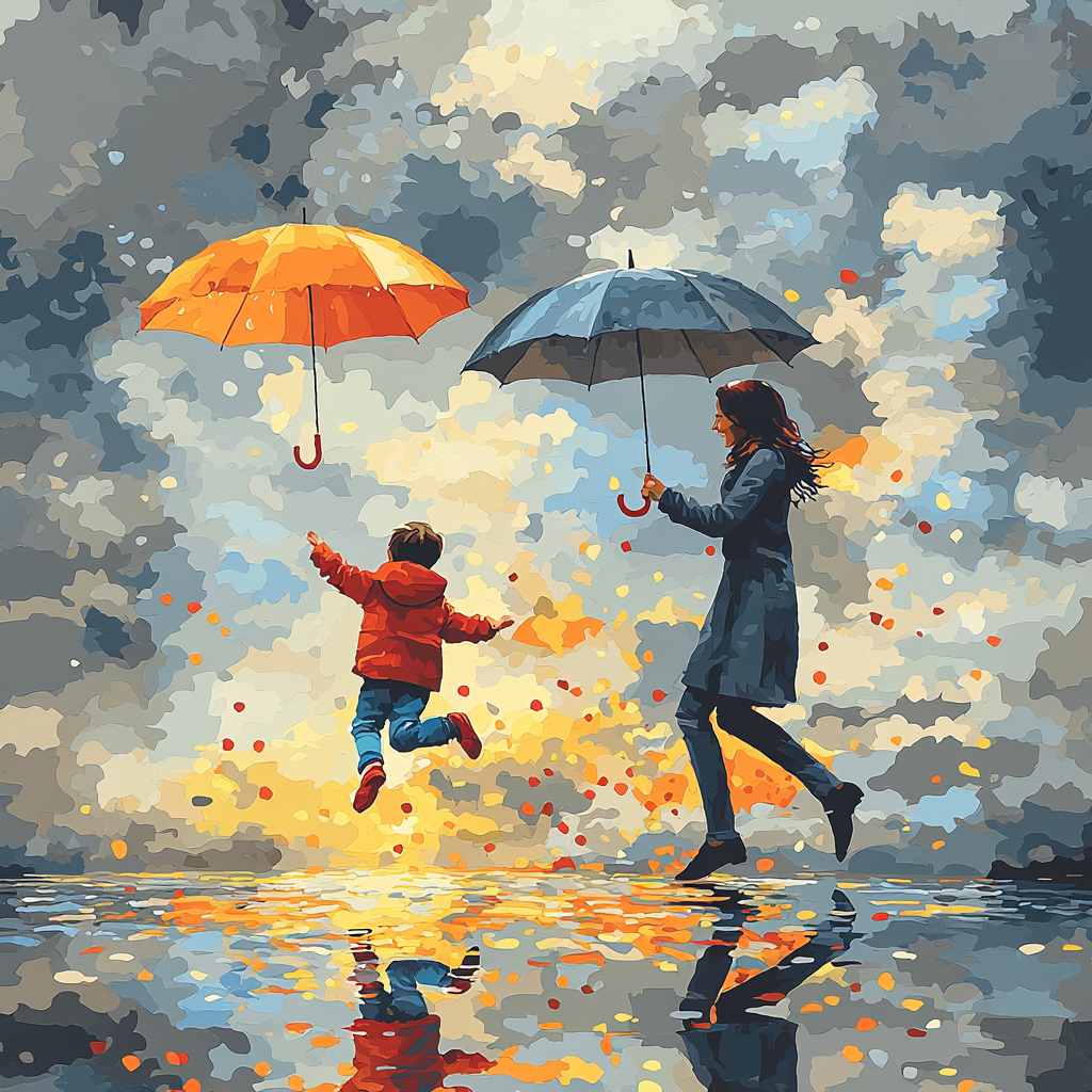 Splashing In Puddles Painting Number Kit