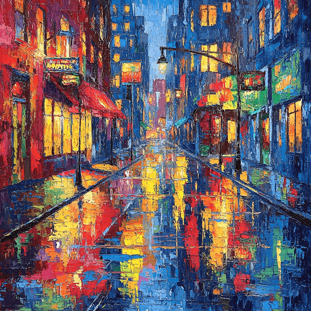 Leonid Afremov Inspired Whimsical Rainy Day Paint By Numbers Art