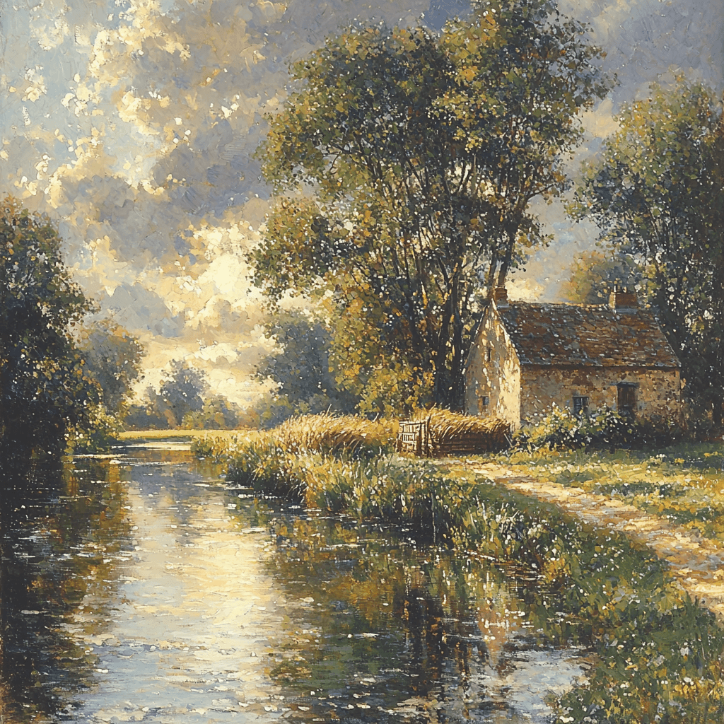 John Constable Inspired Tranquil Riverbank Reflection Paint By Numbers Art