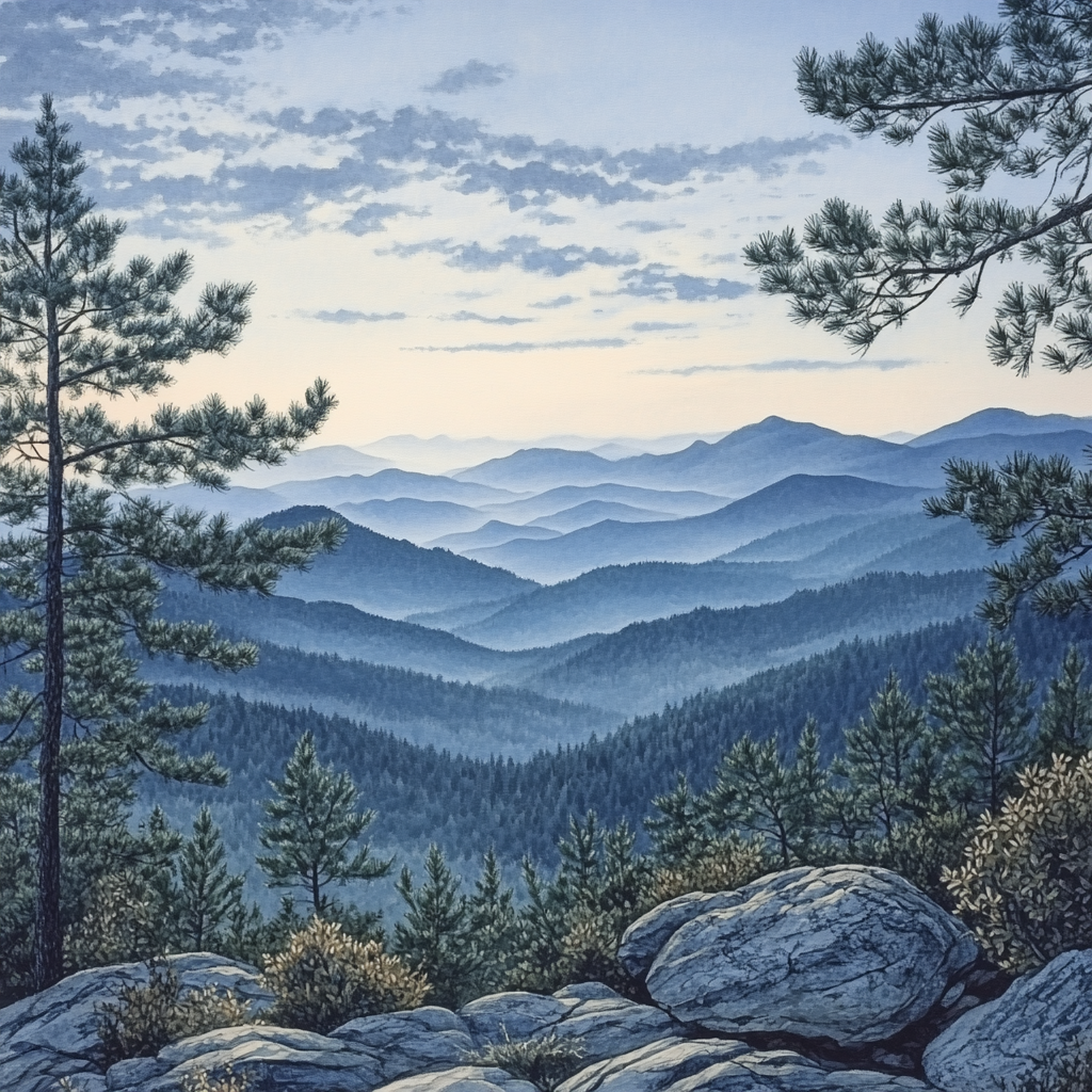 Leonardo Da Vinci Inspired Mountainous Cloudscape Number painting