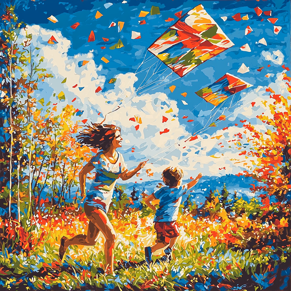 Kite Flying Together Painting Number Kit