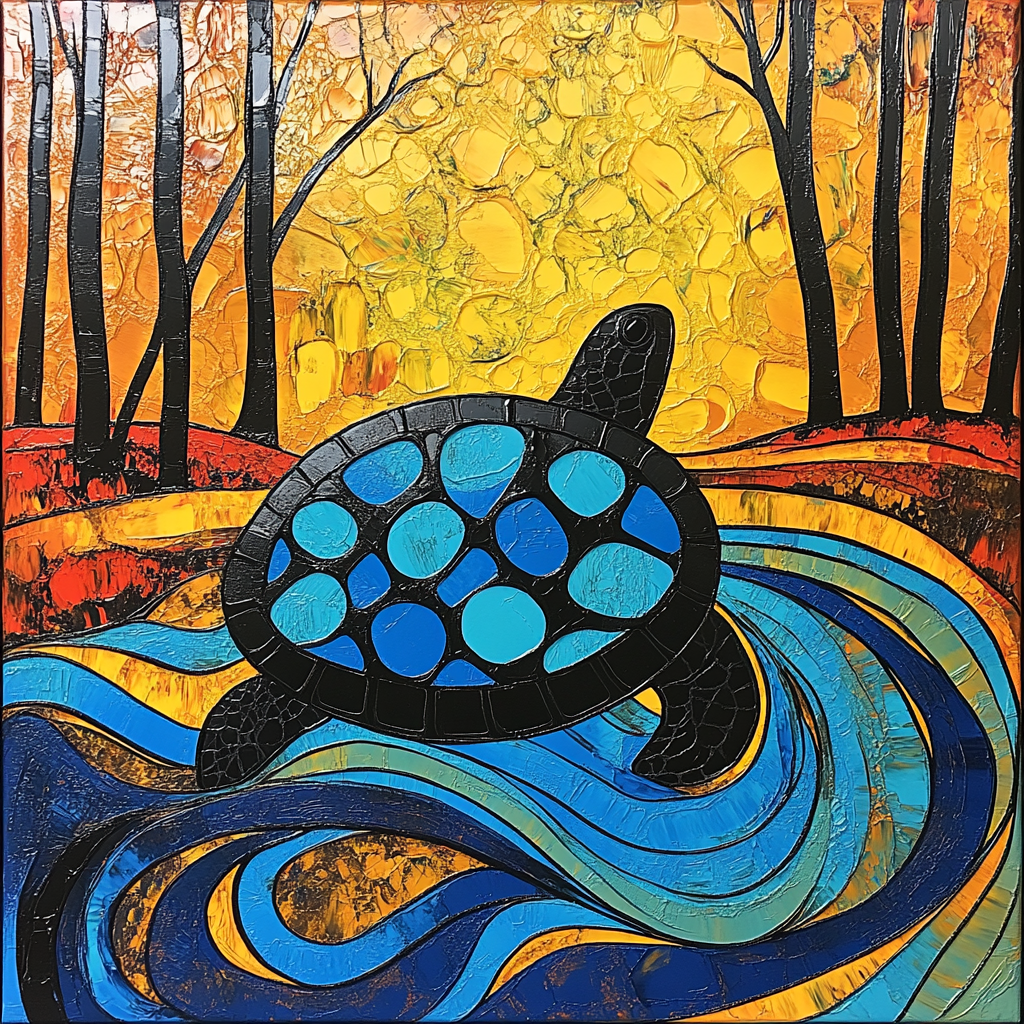 Norval Morrisseau Inspired Turtle Of The Flowing River Spirit Numbered painting kits