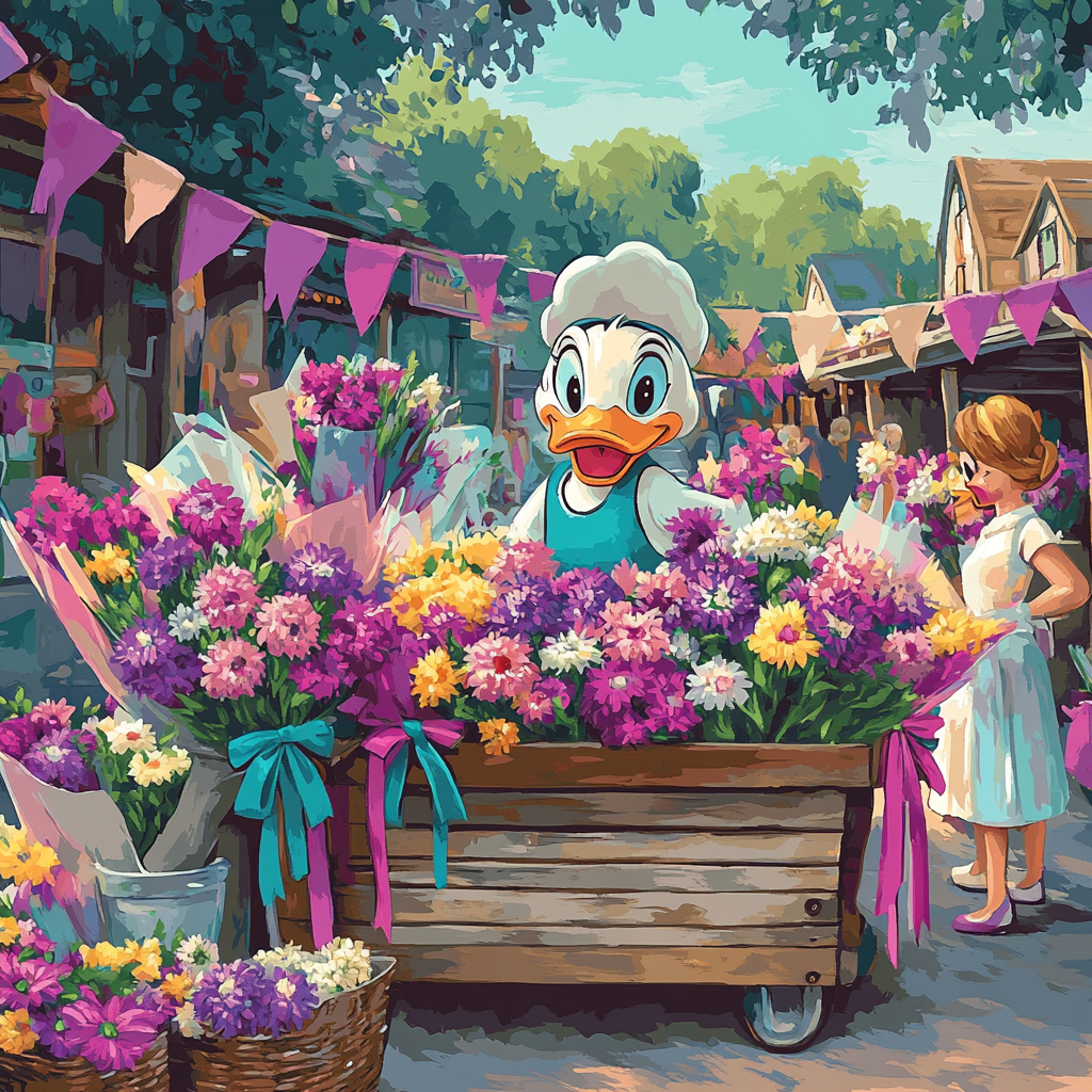 Daisy Duck Flower Market Disney Inspired paint by numbers