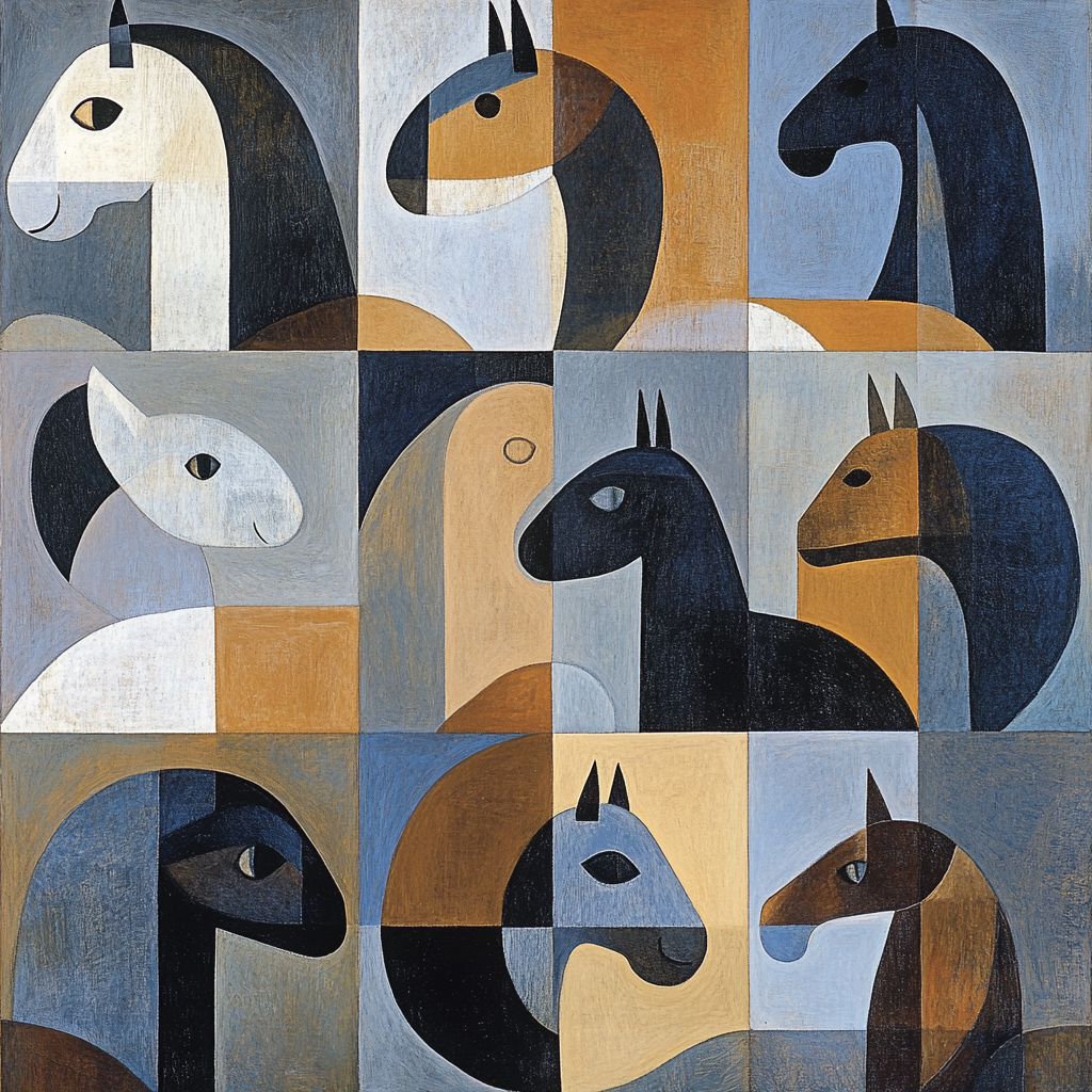 Pablo Picasso Inspired Cubist Animals painting number kit