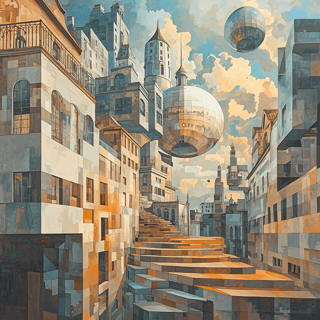 René Magritte Inspired Dreamscape Metropolis Paint By ColorRené Magritte Inspired Dreamscape Metropolis - DIY Painting By Numbers Kit - Image 3