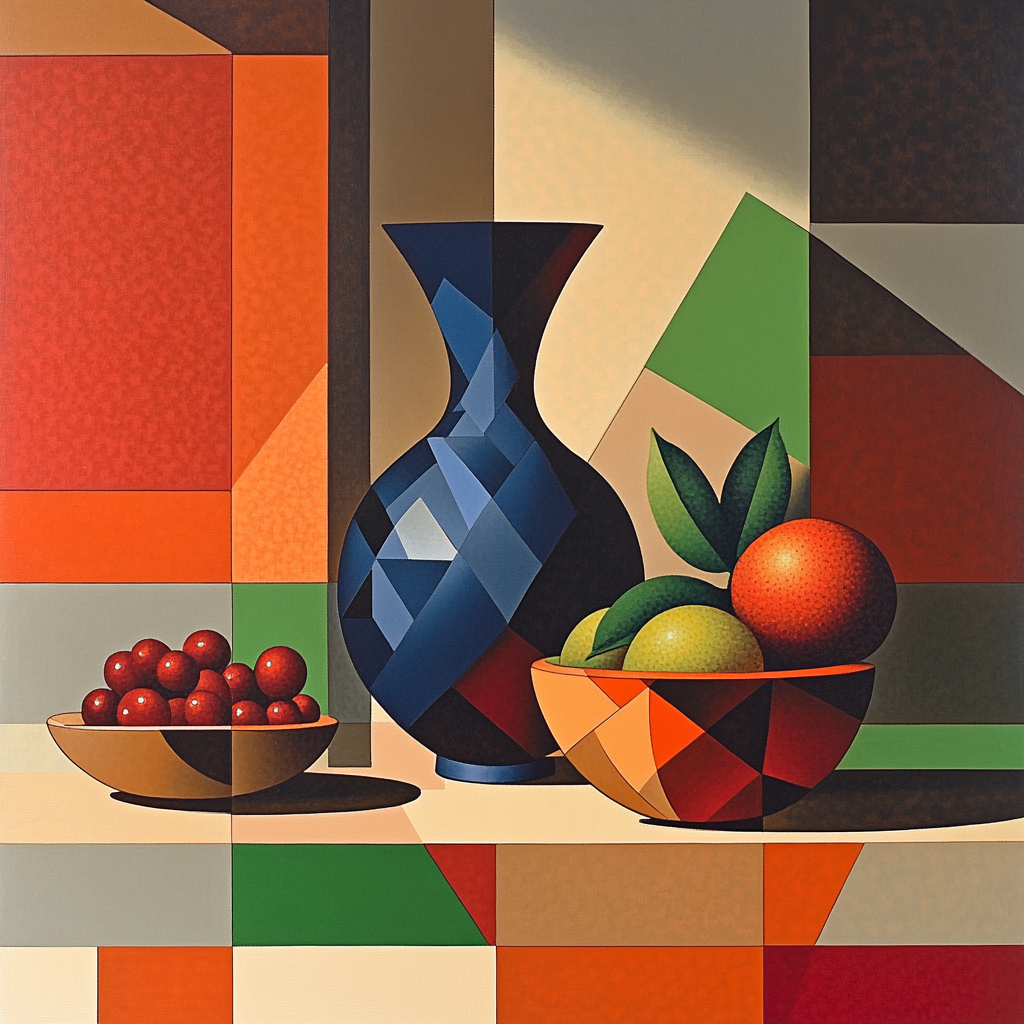 Pablo Picasso Inspired Fractured Still Life With Angular Vase Paint by numbers kits