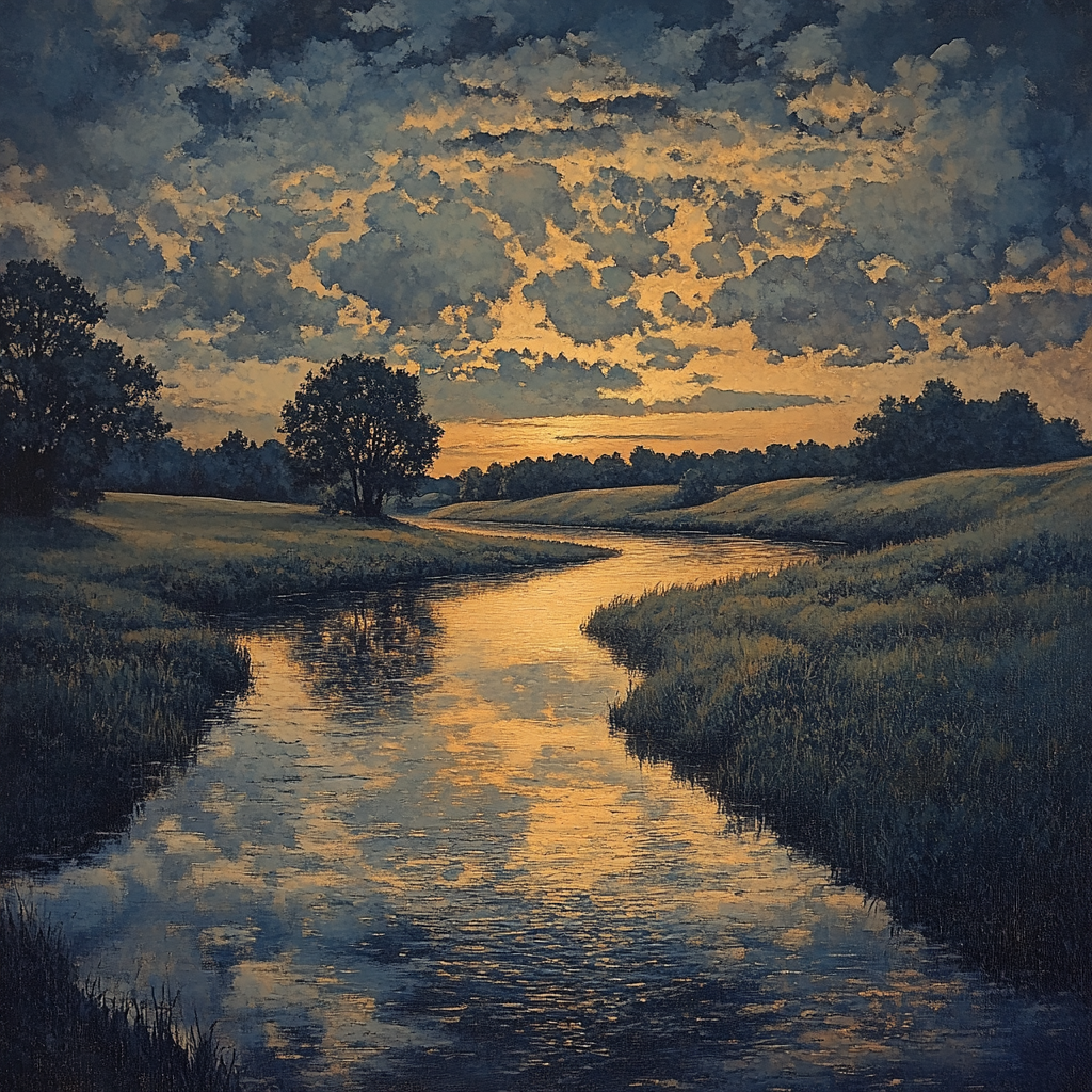 Rembrandt Inspired Twilight Reflections On Serene Waters paint by numbers