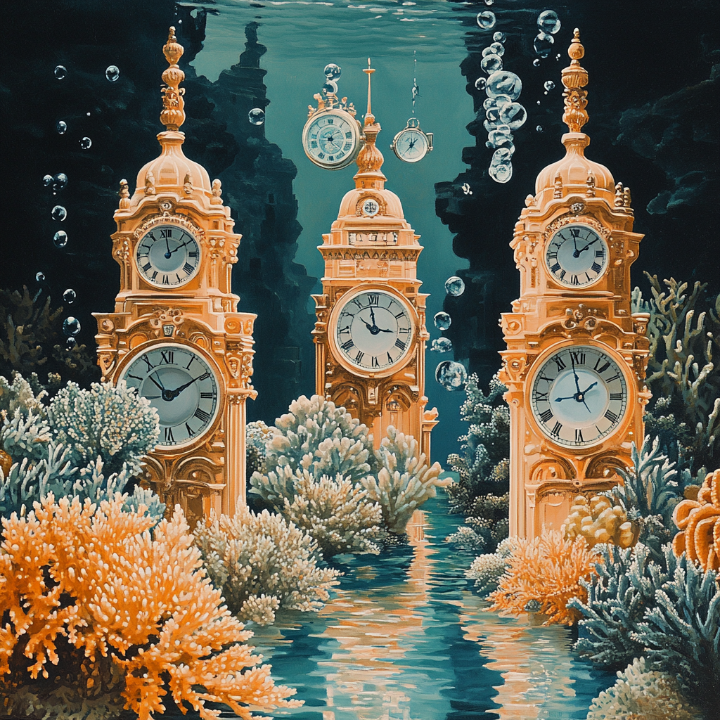 Salvador Dali Inspired Coral Clock Reef painting number kit
