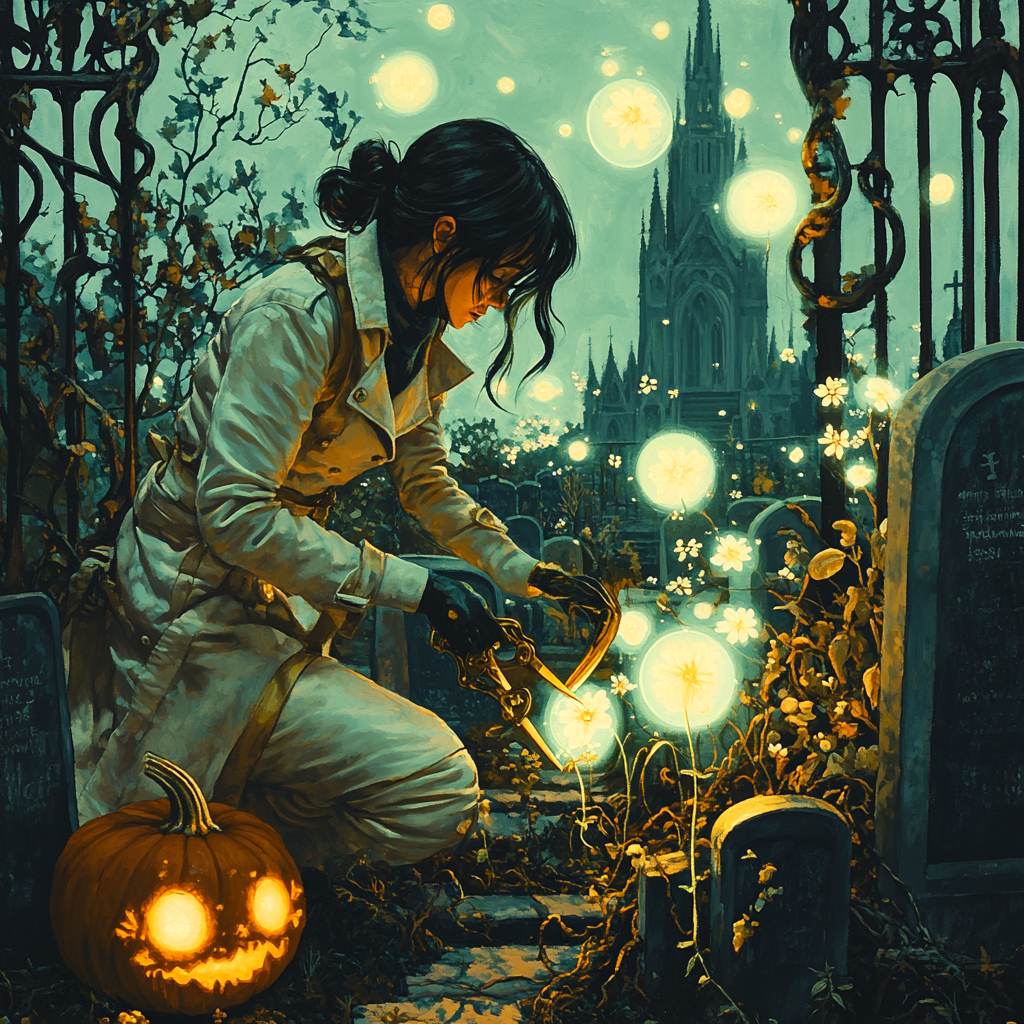 Midnight Graveyard Botanist Halloween paint by number