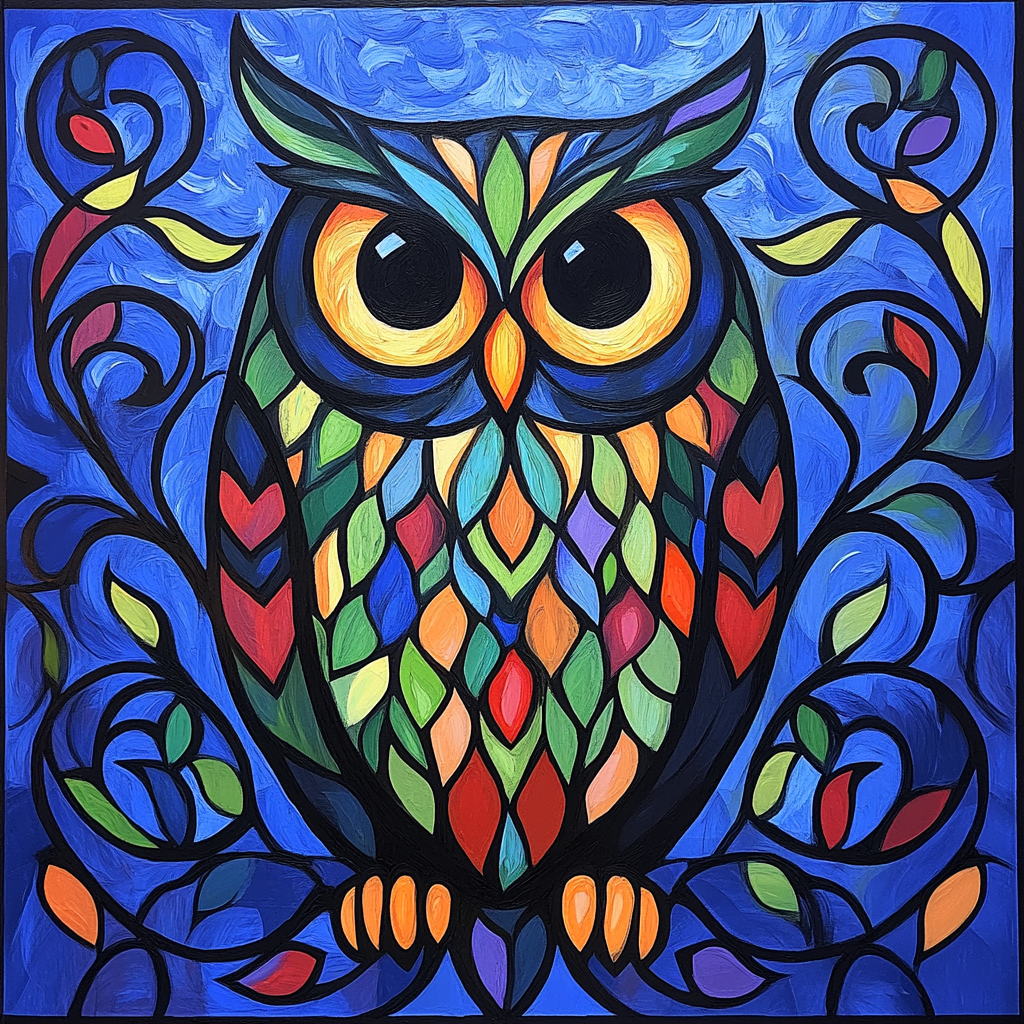 Norval Morrisseau Inspired Wisdom Of The Owl Guardians Painting by numbers kit