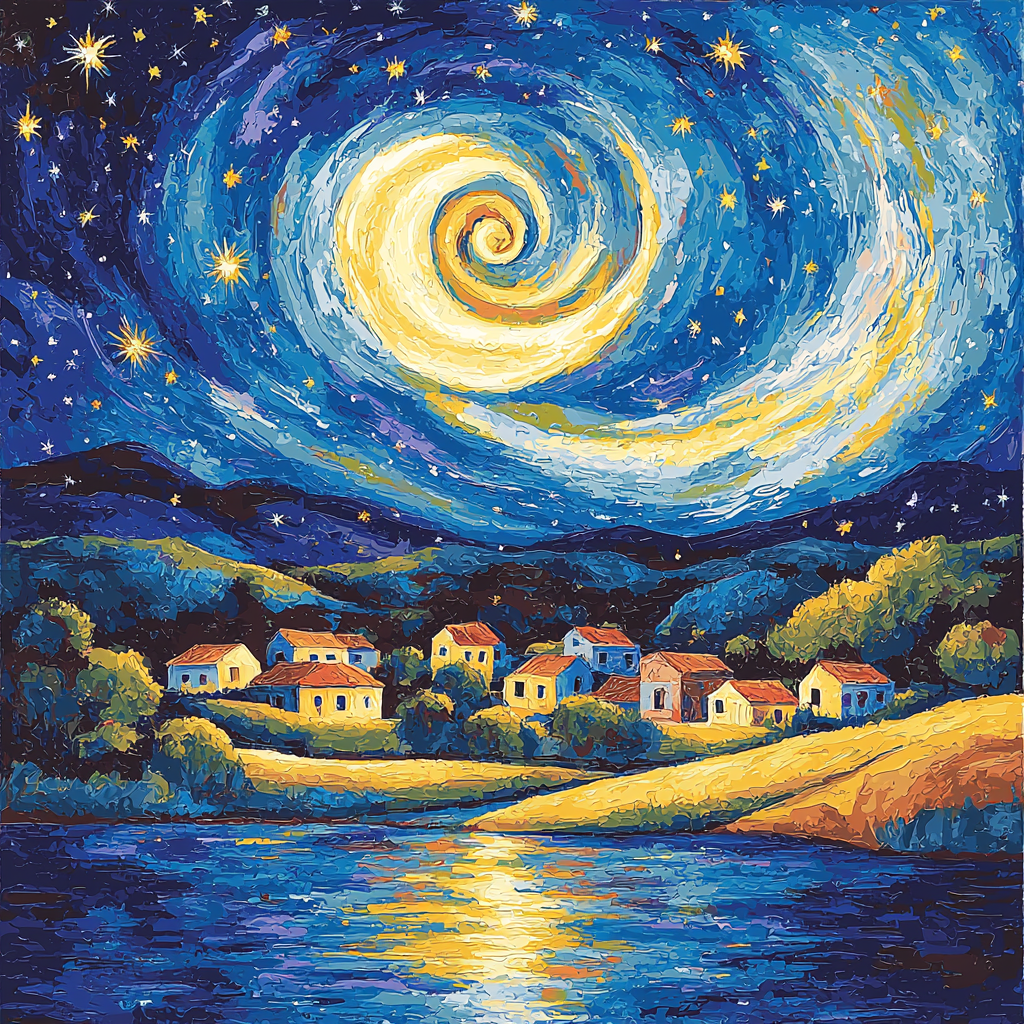 Vincent Van Gogh Inspired Starry Night Landscape Paint By Numbers