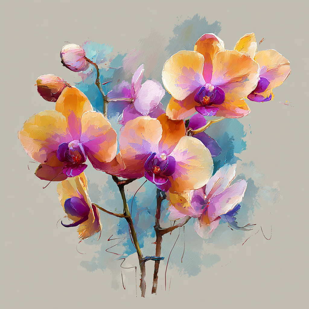 Leonardo Da Vinci Inspired Nebula Orchids Paint by numbers kits