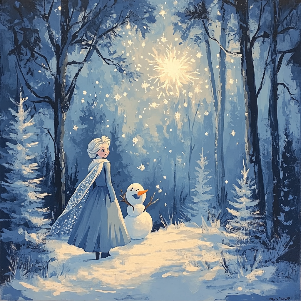 Elsa Snowy Forest Surprise Numbered painting kits