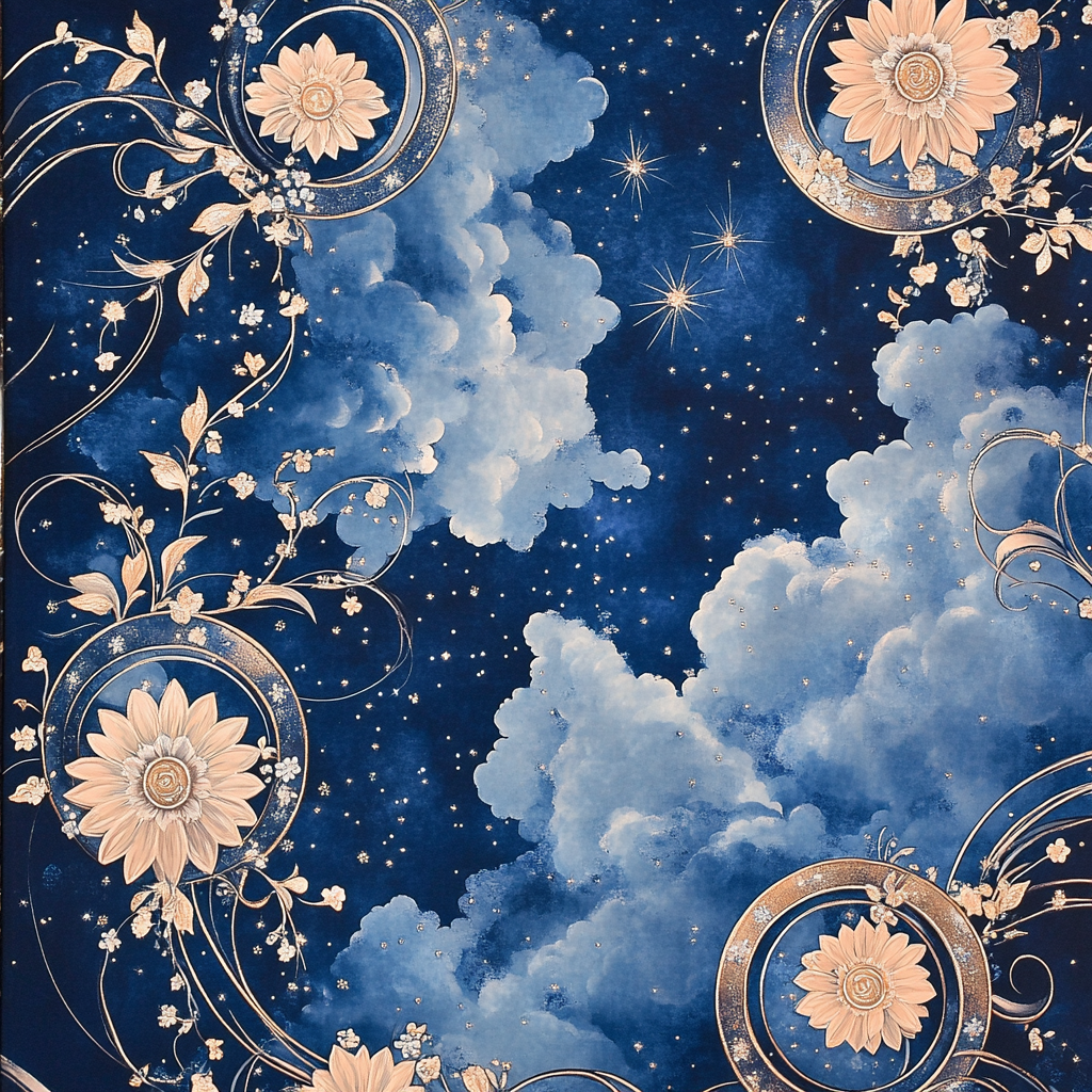 Alphonse Mucha Inspired Celestial Garden Vintage paint by color