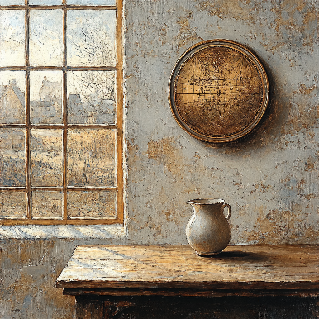 Johannes Vermeer Inspired Luminous Delft Window With Gilded Map paint by number