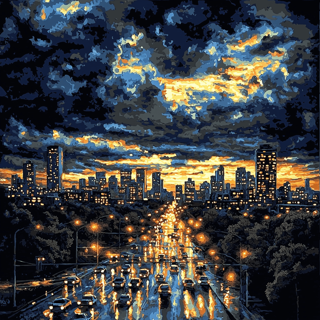 Edward Hopper Inspired Luminous City Lights Paint By Numbers Kits