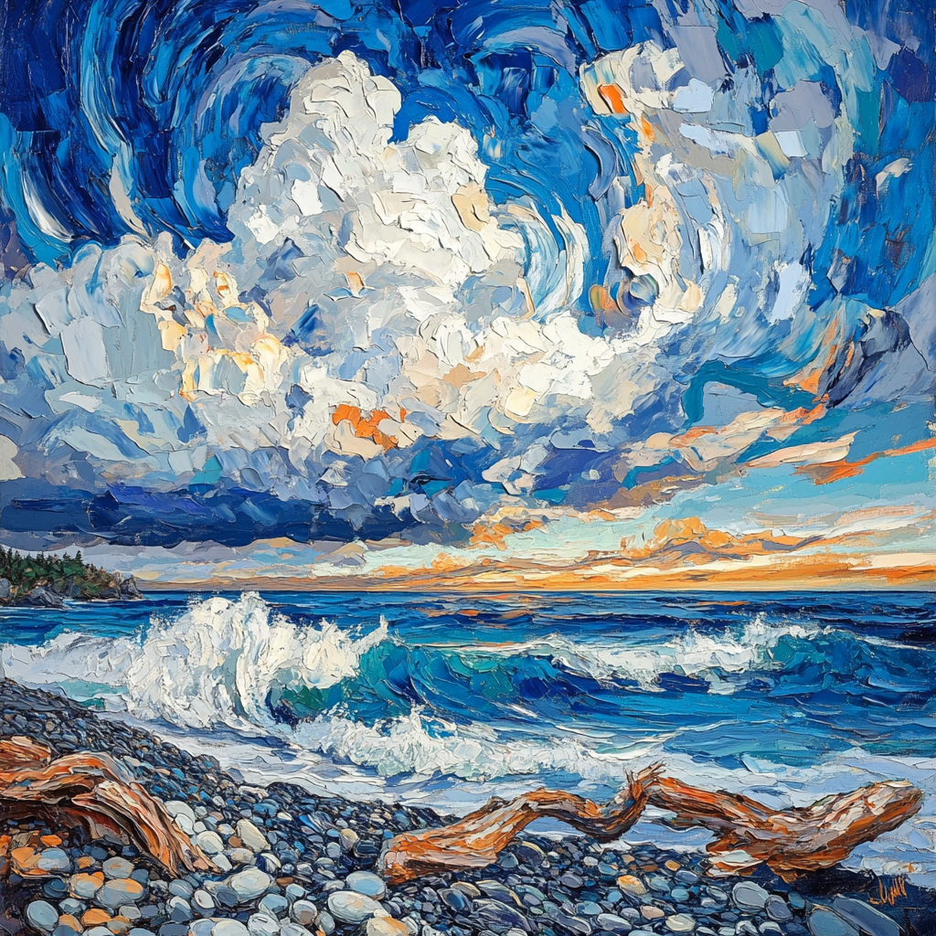 Emily Carr Inspired Coastal Tempest With Driftwood Choir paint by number