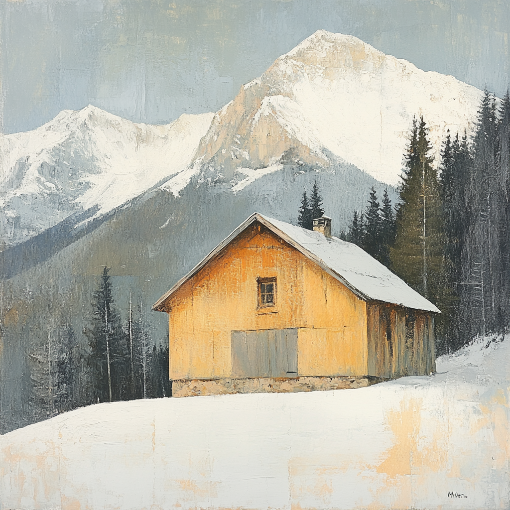 Cézanne Inspired Mountain Cabin Numbered painting kits