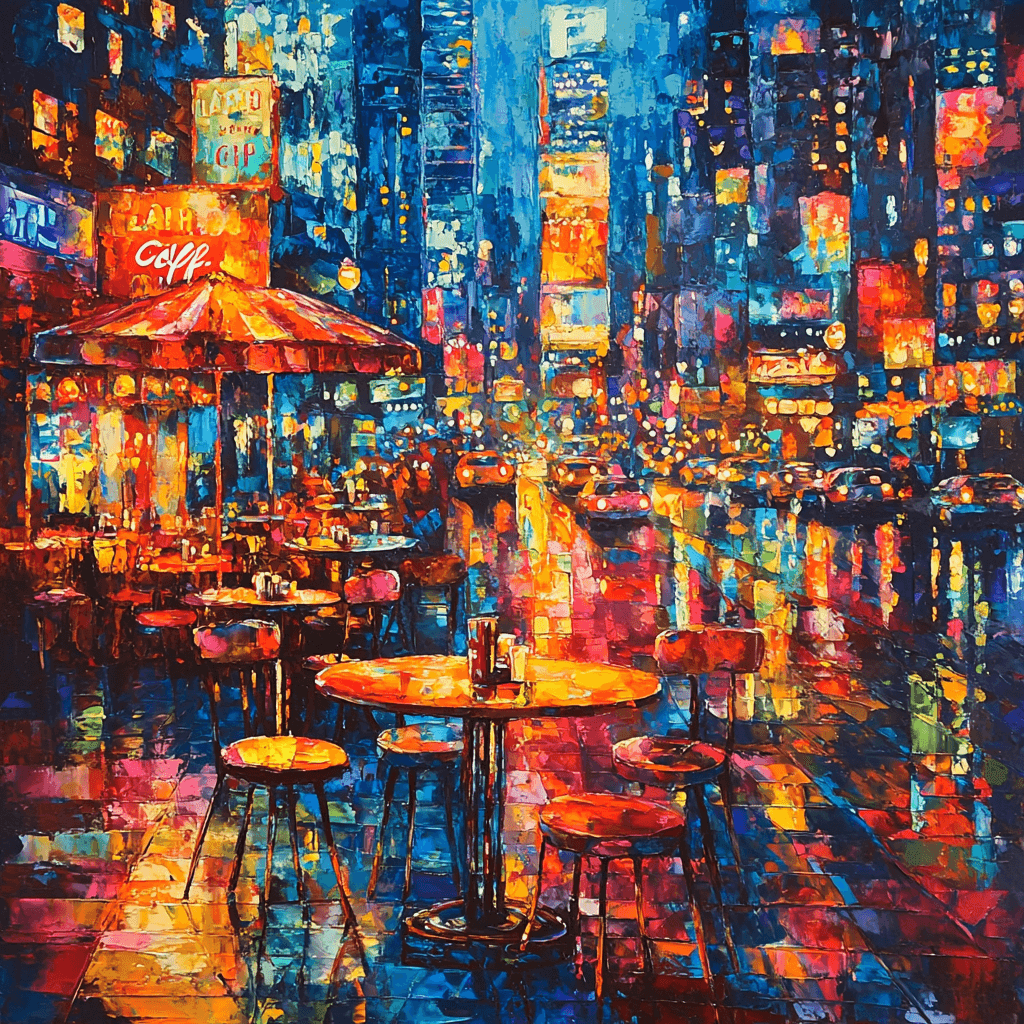 Leonid Afremov Inspired Dazzling City Lights Paint By Numbers Art