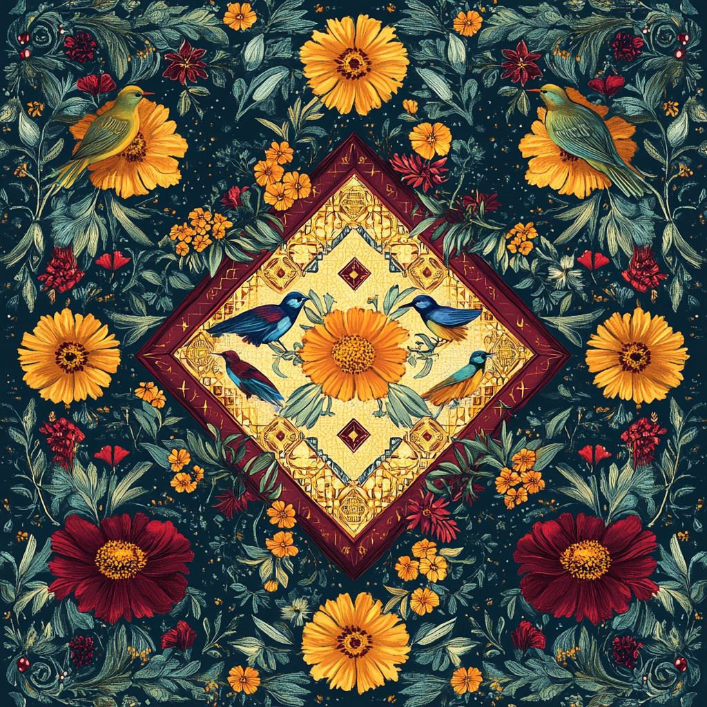 Frida Kahlo Inspired Botanical Mirrors Number painting