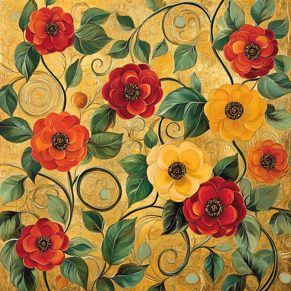 Gustav Klimt Inspired Floral Reverie Numbered painting kits