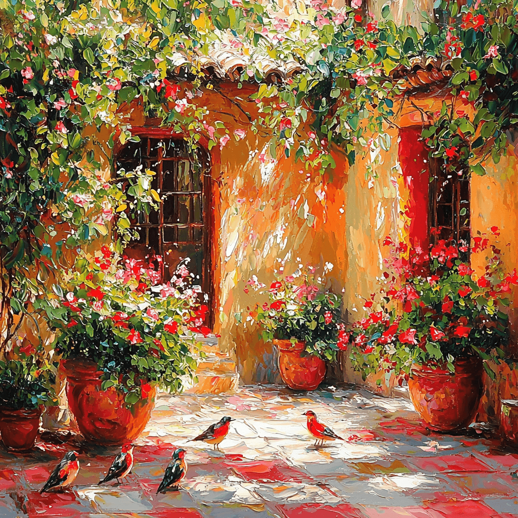 Pierre-Auguste Renoir Inspired Sunlit Courtyard Paint By Numbers Art