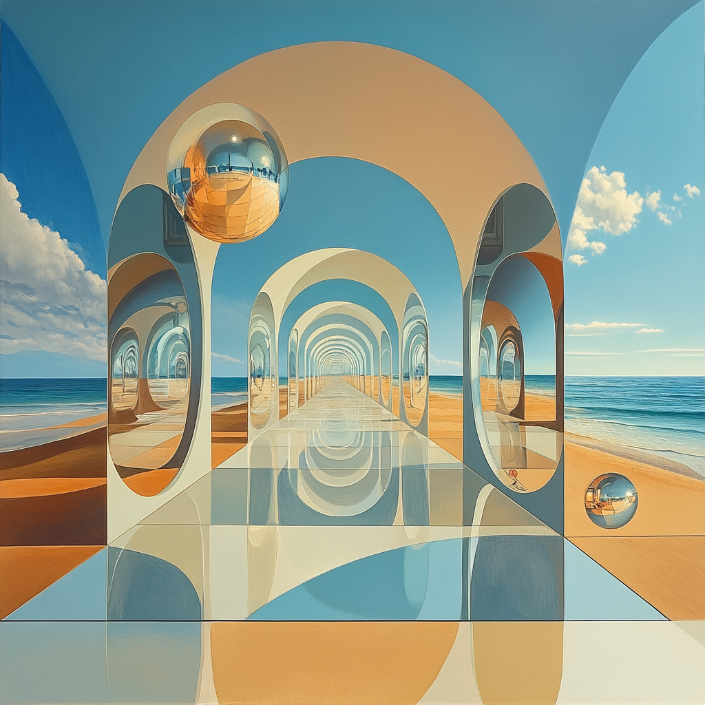 Dali Inspired Corridor Of Mirrors Paint by numbers art