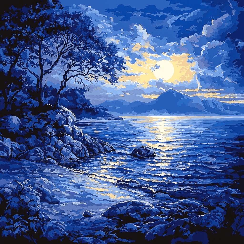 Arnold Böcklin Inspired Mystic Seaside Twilight Painting By Numbers Kit