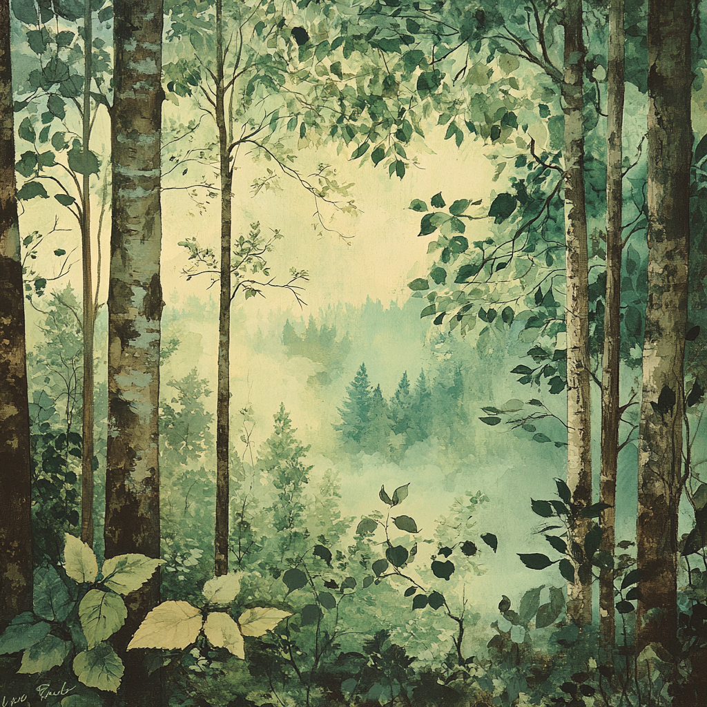 Leonardo Da Vinci Inspired Ethereal Forest paint by number