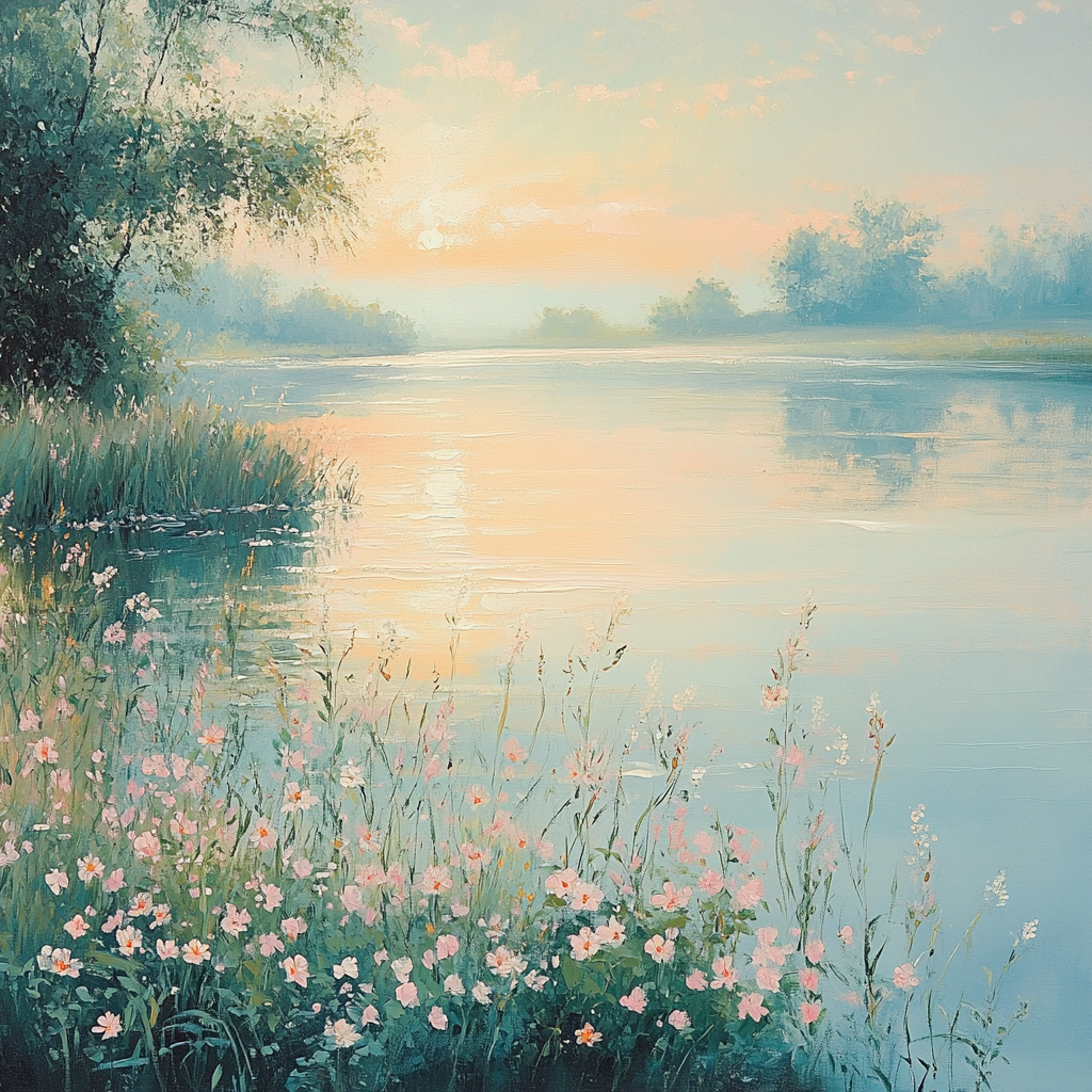 Monet Inspired Serene Riverbank Number painting