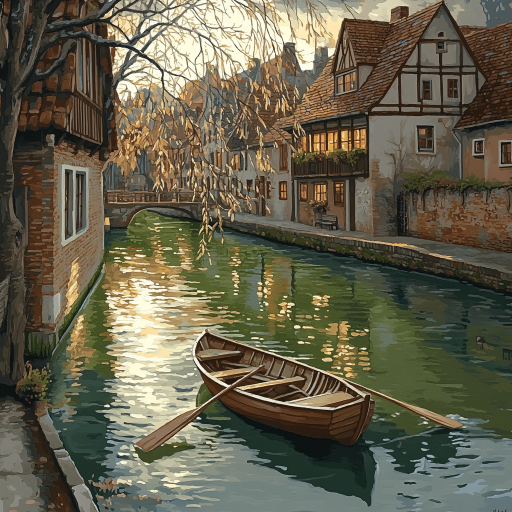 Canal Boat Life Bruges Belgium Numbered painting kits