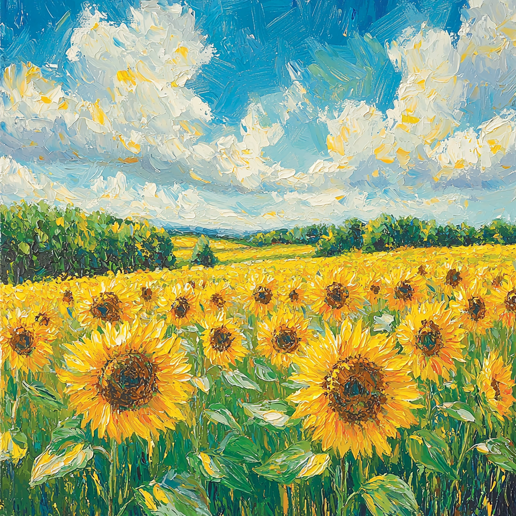 Vincent Van Gogh Inspired Fields Of Sunflowers Number Painting