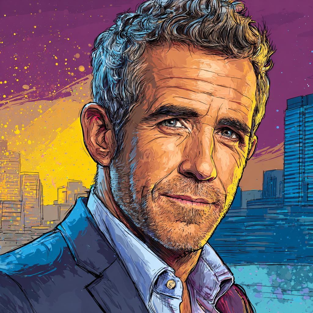 Ryan Reynolds: Razor-Wit Above The City Lights Painting by numbers kit