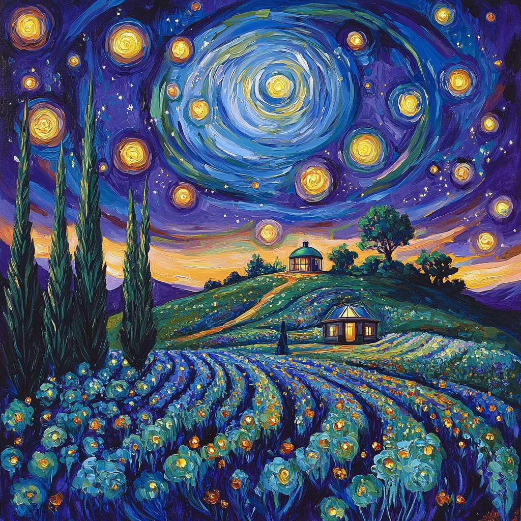 Van Gogh Inspired Nebula Garden Painting by numbers kit