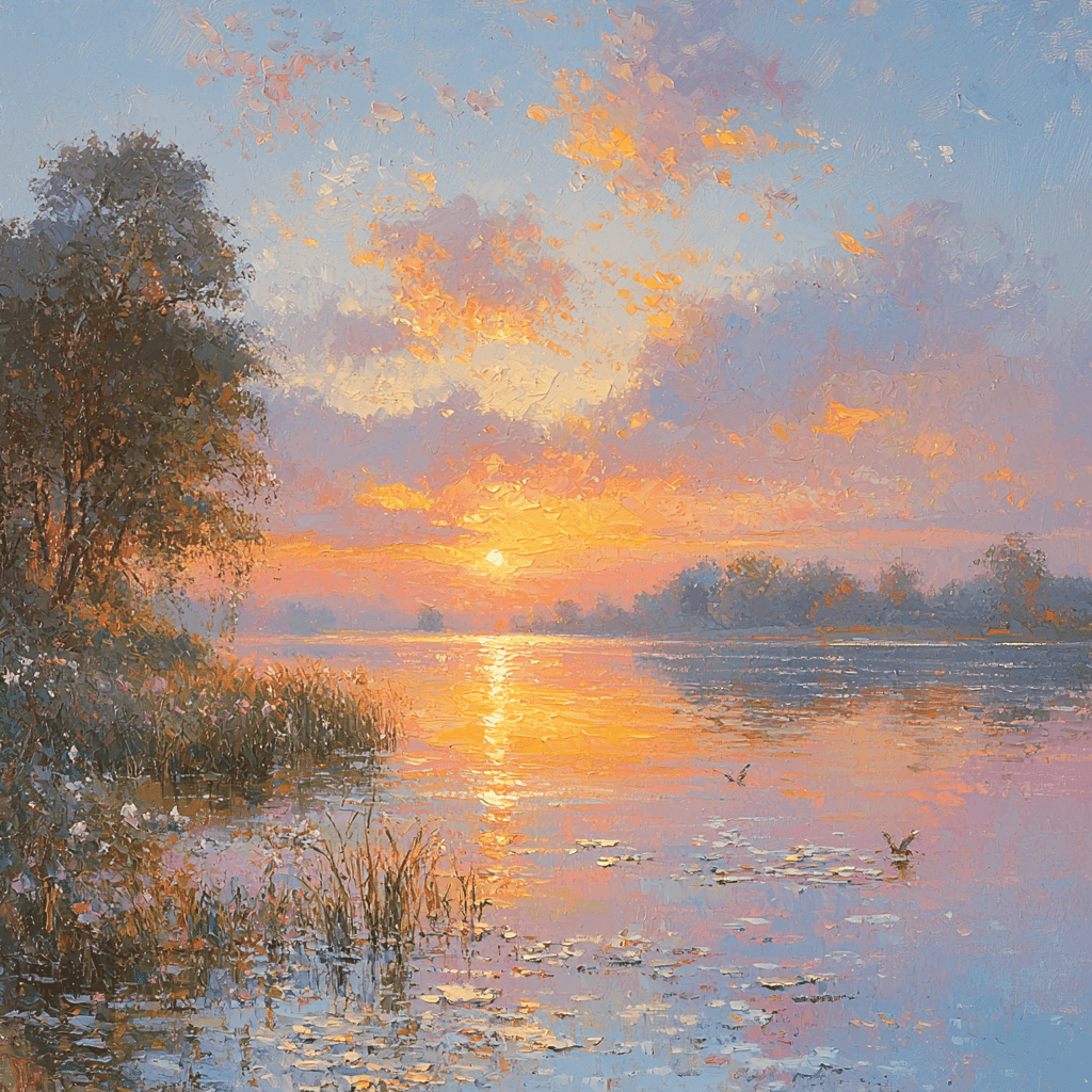 J.M.W. Turner Inspired Romantic Sunset Over the Lake - DIY Painting By Numbers Kit
