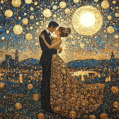 Gustav Klimt Inspired Dancing In The Moonlight Paint By Color
