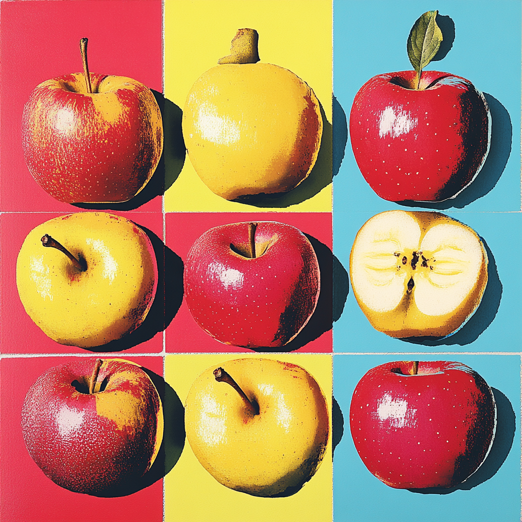 Warhol Inspired Pop Fruit Still Life paint by color