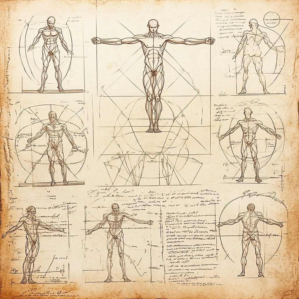 Leonardo Da Vinci Inspired Vitruvian Figures painting number kit