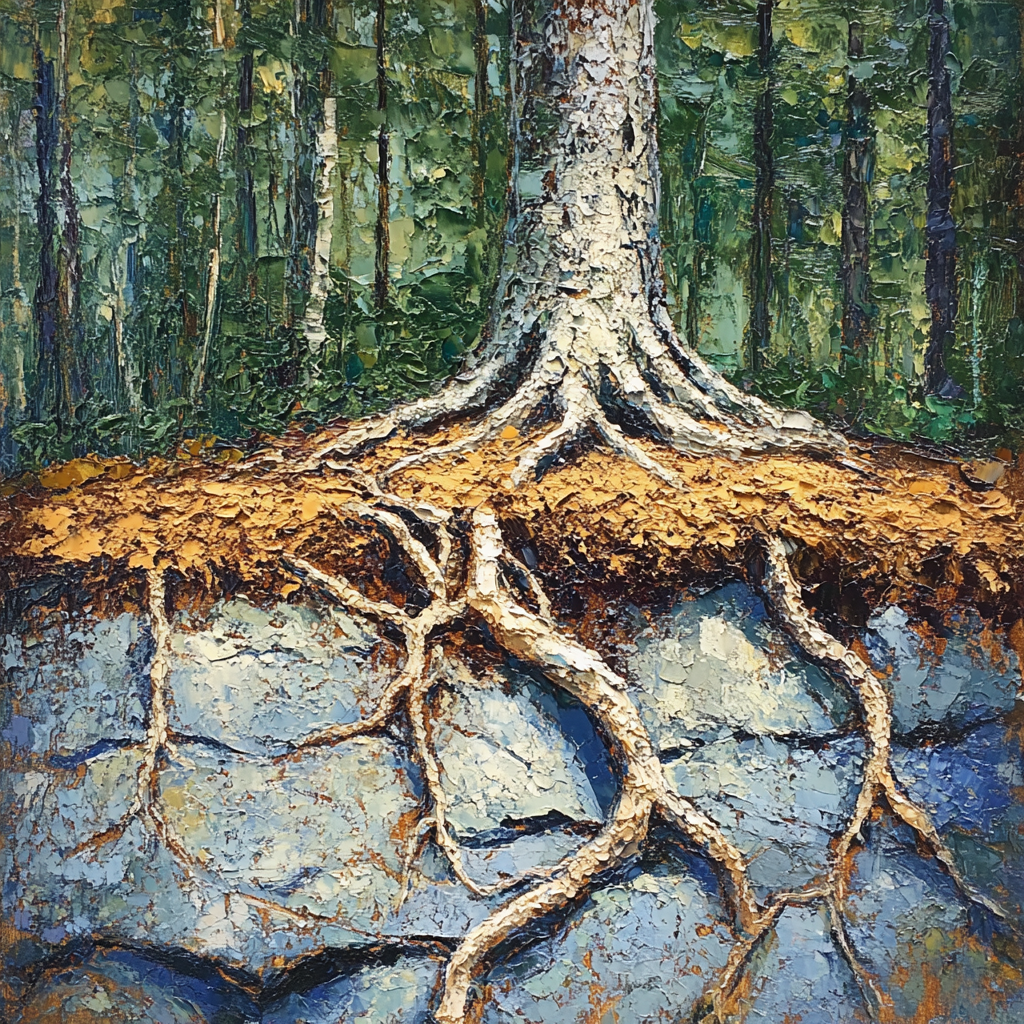Arthur Lismer Inspired Tangle Of Forest Roots painting number kit