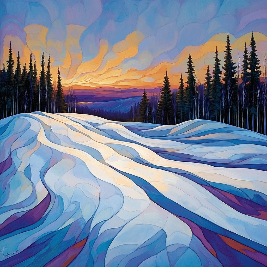 Lawren Harris Inspired Radiant Glacial Ridge paint by color